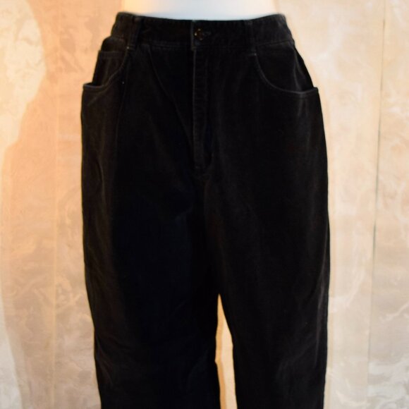 Talbots Size 12 Black Cotton Blend Velveteen Straight Leg Pants - Picture 6 of 14